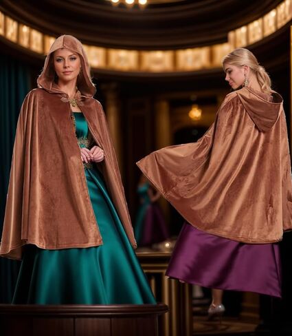 Unisex Velvet Medieval Renaissance Hooded Cloak Cape Button Closure Outfit for Cosplay,Halloween,Role-playing in Kuwait