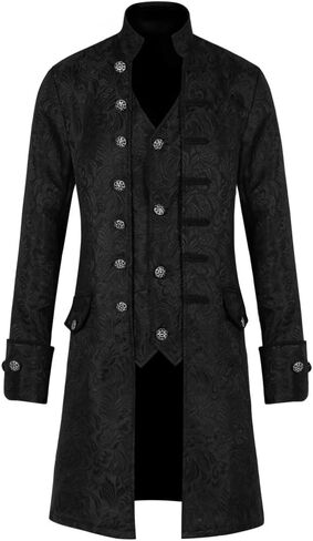 Mens Steampunk Medieval Jacket Pirate Viking Renaissance Costume Gothic Victorian Halloween Coats in Saudi Arabia