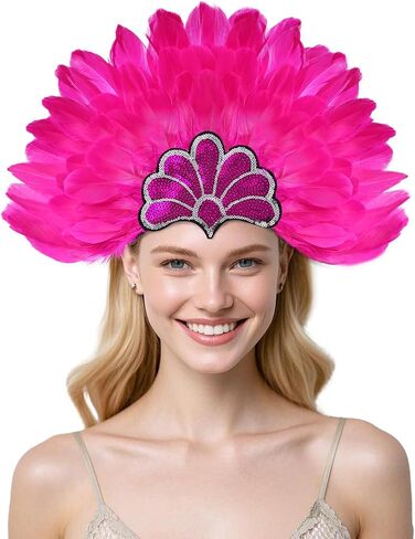 Women's Carnival Feather Headpieces Sequin Headdress for Wedding Masquerade Party Cosplay Feather Headbands in Kuwait
