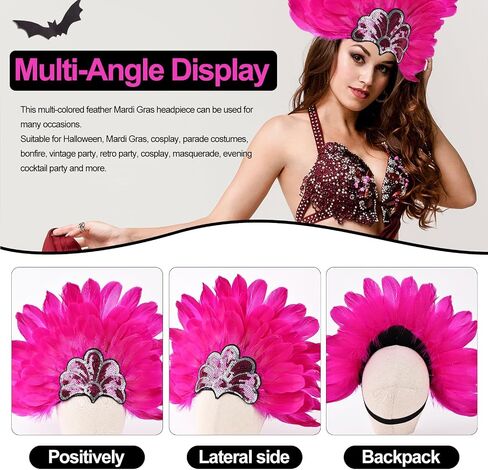 Women's Carnival Feather Headpieces Sequin Headdress for Wedding Masquerade Party Cosplay Feather Headbands in Kuwait