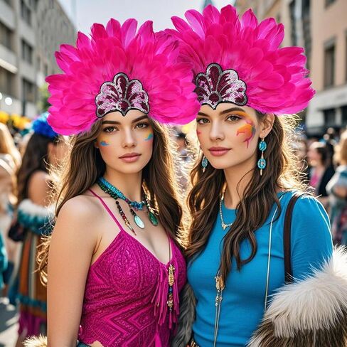 Women's Carnival Feather Headpieces Sequin Headdress for Wedding Masquerade Party Cosplay Feather Headbands in Kuwait
