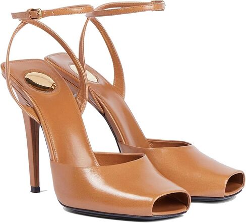 THESHY Womens Sandals Square Open Toe Stiletto High Heels Leather Ankle Strap Sandals Peep Toe Backless Buckle Dress Party Fashion Shoes for Women in Saudi Arabia