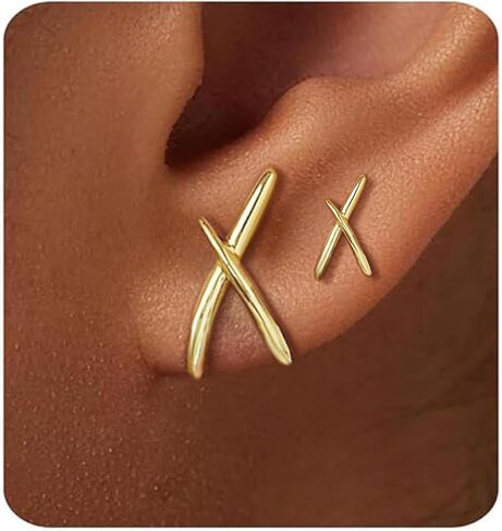 Smileblele 2 Pairs x Gold Stud arocrings مجموعة ، أقراط لذيذة للنساء ، حلق بسيط بسيط ، أقراط ذهبية 16K للنساء العصرية in Kuwait