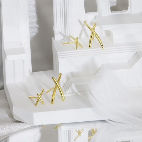 Smileblele 2 Pairs x Gold Stud arocrings مجموعة ، أقراط لذيذة للنساء ، حلق بسيط بسيط ، أقراط ذهبية 16K للنساء العصرية in Kuwait
