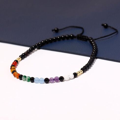 Reiki 7 Chakra Beaded Anklet Meditation Yoga Colorful Ankle Bracelets for Women Balance Beach Foot Jewelry Adjustable in Kuwait