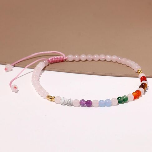 Reiki 7 Chakra Beaded Anklet Meditation Yoga Colorful Ankle Bracelets for Women Balance Beach Foot Jewelry Adjustable in Kuwait