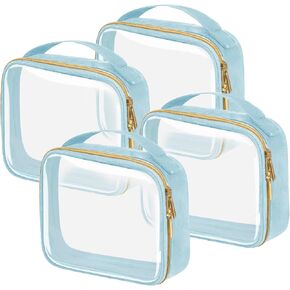 TSA Approved Travel Toiletry Bag,2 Pack Clear Makeup Bags with Handles,Quart Size Clear Cosmetic Bags for Traveling Women,Men,Carry on Airport Airline Compliant Bag,Black