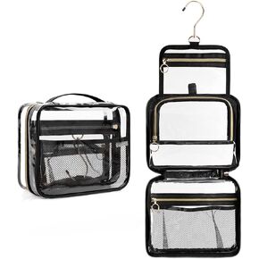 CUBETASTIC Hanging Toiletry Bag, Clear Makeup Bags for Travel Essentials TSA Approved Clear Bag Transparent Cosmetic Organizer Pouch for Women Men Portable Make Up Case with Handle