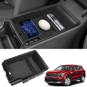 ZZEQYG Center Console Organizer Compatible with Kia Sorento 2021 2022 2023 2024 2025 Accessories, Armrest Insert Tray Storage Coin Holder