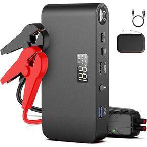 BooKoo Portable Laptop Phone Charger 66000mWh with Car Jump Starter and 110V AC Outlet, Portable Battery Pack Power Bank with LED Light for 12V Car (8L Gas or 6.5L Diesel) Home Outdoor and Camping