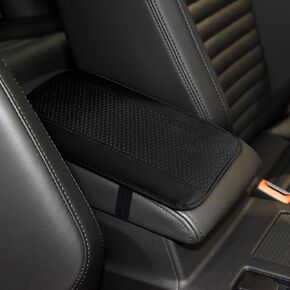 Four Seasons Universal Armrest Box Mat, Car Center Console Cover, Waterproof Car Armrest Seat Box Cover, Car Interior Accessories Embossed Non-Slip Armrest Seat Cover for Car (Black)