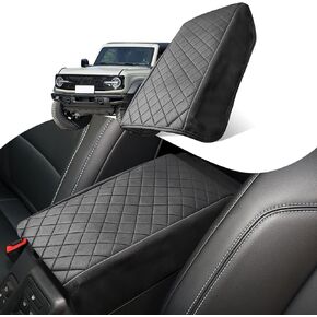 Center Console Cover Compatible with Ford Bronco 2021-2025 2/4 Doors Leather Armrest Box Cushion Cover Middle Console Pad