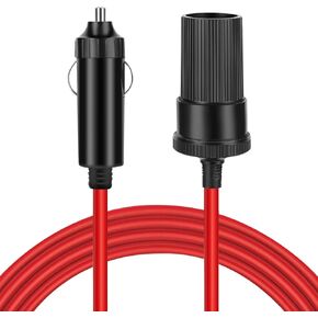 TNP CAR CARITETTER SIGINTETLETT SPALTER 10FT - RED 24V / 12V SEXENSS SLOT مع سدادة أخف سجائر - ذكر إلى أنثى كابل موسع ولاعة من الإناث لضخيات الإطارات ، الفراغ ، الثلاجة الصغيرة