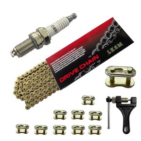 Gold 420 Motorcycle Chain 132 Link Standard with Chain Breaker 10 Connecting Master Link for 100cc 110cc 125cc Dirt Pit Bike ATV Quad Go Kart Mini Bike Scooter