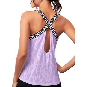 شريط خطاب Oyoangle للسيدات Criss Cross Cut Out Out Out Tank Tops قمصان صالة رياضية أكمام