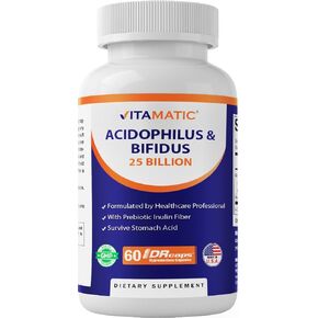 acidophilus pifidus 25 مليار كبسولة DR - 60 دعم - دعم الجهاز الهضمي - مصنوع من الألياف الأنيولين prebiotic