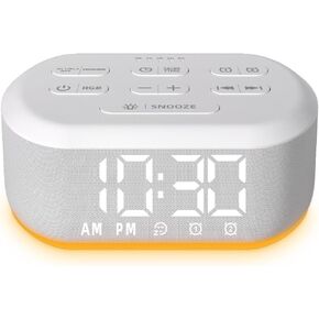 3 in 1 Alarm Clock Sound Machine Nightlight for Bedroom Plug in Digital Clock with 30 Wake up Sounds Lound Alarm Clock for Heavy Sleepers Snooze for Kids Adult 32 Adjustable Volume