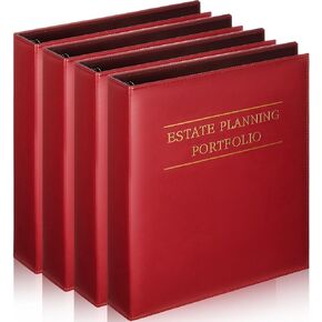 4 Pcs Estate Planning Portfolio Binder PU Leather 3 Ring Binders with Gold Title and Index Tab Dividers Planner Binder Estate Planning Organizer 1.5'' D Ring Faux Leather Binder, Black in Kuwait