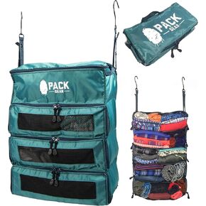 Pack Gear Hanging Carry-On Organizer - Our Fitted Hanging Luggage Organizer Perfectly Fits Any Carry On - Our Packing Cubes For Travel Use Mesh Windows to Make Finding Clothes Easy (Green, M)