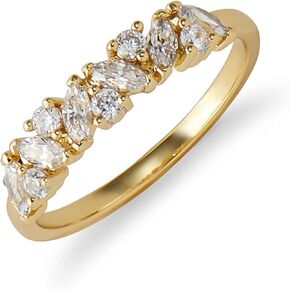 Rocksbox Baguette and CZ Ring - Gold Women's Ring - 14k Gold Plating with Cubic Zirconia - Premium Quality Jewelry