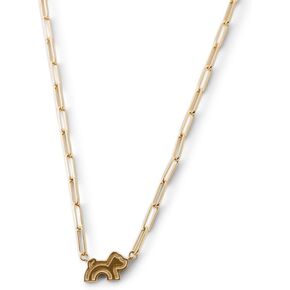 24K Gold Plated PaperClip Chain Necklace for Women with Dog