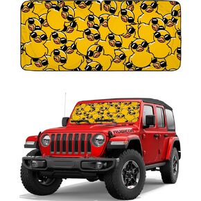 Autoamerics JeepWrangler 2 Ducks 1-Piece Windshield Sun Shade Foldable Car Front Window Sunshade - Best Heat Shield Reflector Cover - Blocks Max UV Rays & Keeps Your Vehicle Cool
