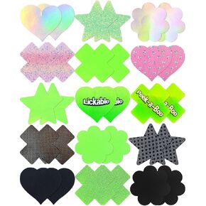 15 Pairs Pasties Nipple Covers| Non-repeat Design Nipple Stickers | Boob Pasties Rave Wear Breast Petals Pack