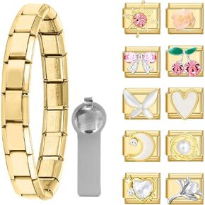 Papasgix Italian Charm Sharm Charms Gold Pack Charm Brascelets 9mm متنوع سوار سحر إيطالي الروابط يدويًا مجوهرات مصنوعة يدويًا مجوهرات ملونة