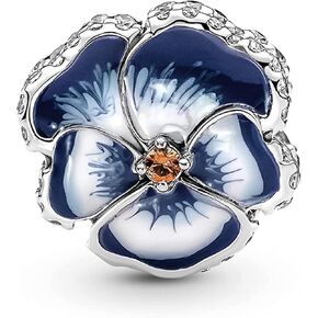 Blue Pansy Flower Charms for 925 Sterling Silver Pendant,Jewelry Bead Gift Women Bracelet&Necklace