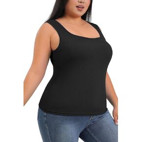 Plus Size Women's Casual Sports Tank Top, Stretchy Breathable Shirts for Layering, Yoga, Summer (1X-5X)