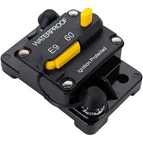 60Amp Circuit Breaker 30-300A with Manual Reset Trolling Motor Auto Car Marine Boat Bike Stereo Audio Terminal Inline Fuse Inverter for System Current Overload Protection 12V-48V DC Waterproof