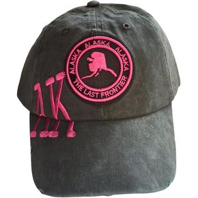 Quality Alaska Ball Cap Hat Charcoal Fushia/Embroidered Stamp