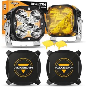 Auxbeam XP-Ultra Series 4.5'' LED Pods, 128W 15200LM Hyper SpotLights+Auxbeam XP-Ultra Series 4.5'' Pod Light Covers