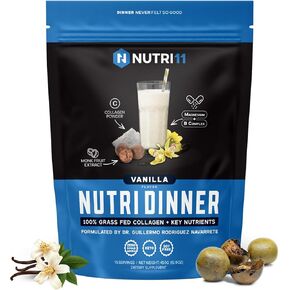 NutriDinner by Nutrillermo | Grass-Fed Collagen Protein Powder | Magnesium, B-Vitamins & Monk Fruit | Sleep, Recovery, and Wellness Supplement |