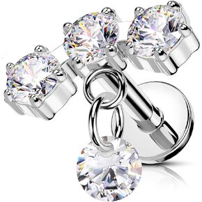 oufer dangle منحني ثقب اللولب المخفي المخفي ، الفولاذ المقاوم للصدأ 16G بيرس بيرسيينغز الخلفي الحلزوني المجوهرات الثقب