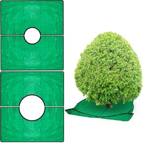 Amylove 2 Set Landscape Pruning Tarp 78.7"x78.7" Waterproof Bush Trimming Tarp with Hole Shrub Catcher with Four Corner Buckles for Leaf Collection Garden Tree Shrub Leaf Trimming Accessories