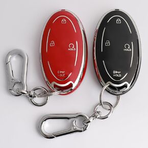 7-Button Key Fob Cover for Hyundai 2024-2025 Tucson Elantra Santa Fe Kona Sonata IONIQ, Protective Case with Anti-Loss Keychain, Black