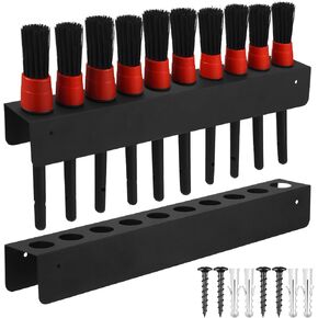 2 Pcs Detailing Brush Holder 10 Holes Car Detailing Organizer Wall Mounting Rack with Hardware Auto Supplies Car Accessories for Garage Workshop