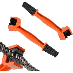 Augeny 2 PCS Motorcycle Chain Washer, Bike Chain Scrubbing Brush with Two-Headed Design, Bicycle & Motorcycle Chain Cleaning Crank Set Brush Washing Tool, Motorcycle Accessories (Black)