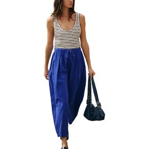 Yeokou Plestuits for Women Disual Summer Summeress Cotton Cotton Countring Elastic Leact Searsed Leg Sailds