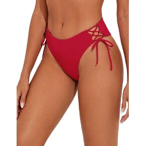 Bonneuitbebe Women's Tie Side Bikini Bottom Cheeky Brazilian Swimwear Bottom with Minimal Coverage