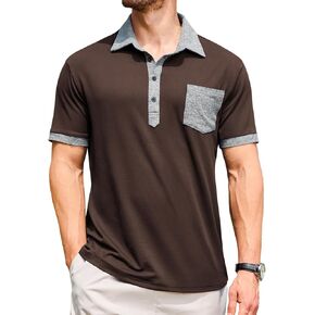 Lexiart Mens Polo Shirts Casual Short Sleeve with Pocket Golf Shirts Moisture Wicking Athletic Collared T-Shirt