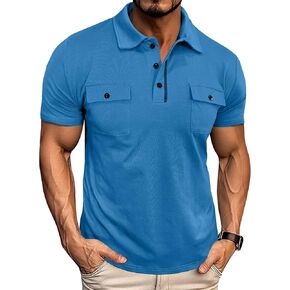 Short Sleeve Polo Shirts for Men Casual Moisture Wicking Golf T Shirt Slim Fit Basic Tee Tops with Pocket