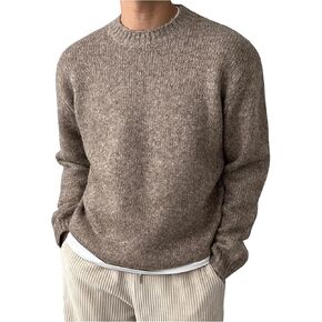 COZYEASE Men's Crewneck Long Sleeve Sweaters Drop Shoulder Knit Pullover Tops Basic Knitwear