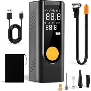 Tire Inflator & Air Compressor, 3X Faster 12V Portable Air Pump for Car & Bike Tires, Digital Pressure Gauge