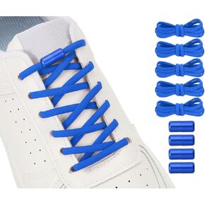 No Tie Shoelaces Tieless Elastic Shoe Laces Replacement, 39" with 4 Metal Locks Buckles Fit for Adults Sneakers Canvas Shoes (5Pcs, Navy Blue)