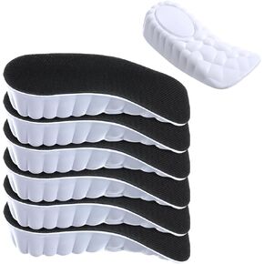3 Pairs Orthopedic High Pads Height Increase Insoles Arch Support Insoles Height Boosters Cushions for Men, Women(Black,1.4 Inch)