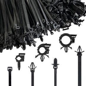 260Pcs Push Mount Cable Zip Tie,Nylon Self Locking Cable Strap,9 Most Popular Sizes,Heavy Duty Nylon Push Mount Self Locking UV Resistant Assortment For Indoor,Construction,Electronic and Auto
