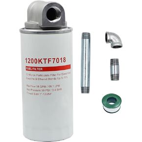 1200KTF7018 Fuel Filter Assembly for Transfer Pump FR112 FR1210G FR610G 18 GPM 3/4" with 1200KTG9075 Filter Head and 3/4" ST Elbow and 3/4 x 7" Nipple