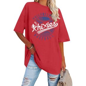 Womens Baseball T-Shirt Vintage Baseball Mom T-Shirt Sports Fans Baseball Graphic Short Sleeve Tops